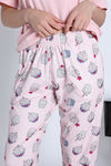 Zivame Cup Cake Knit Poly Pyjama Set - Heavenly Pink — thumbnail 6